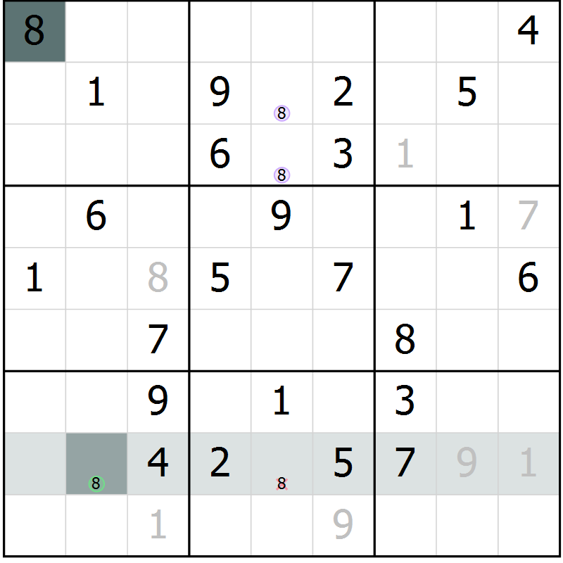 Position des candidats pour la solution de la Gr 52 page 54 du magazine de sudoku Expert n° 013