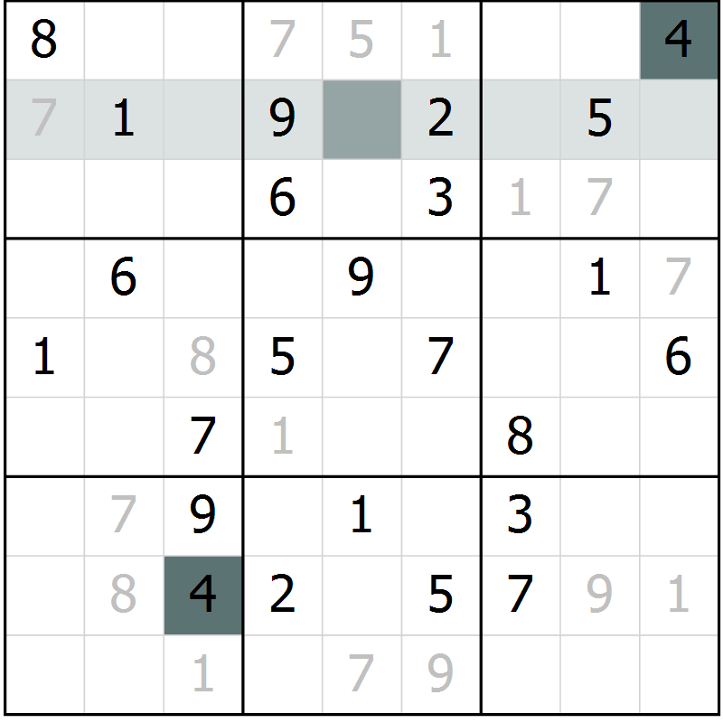Position des candidats pour la solution de la Gr 52 page 54 du magazine de sudoku Expert n° 013