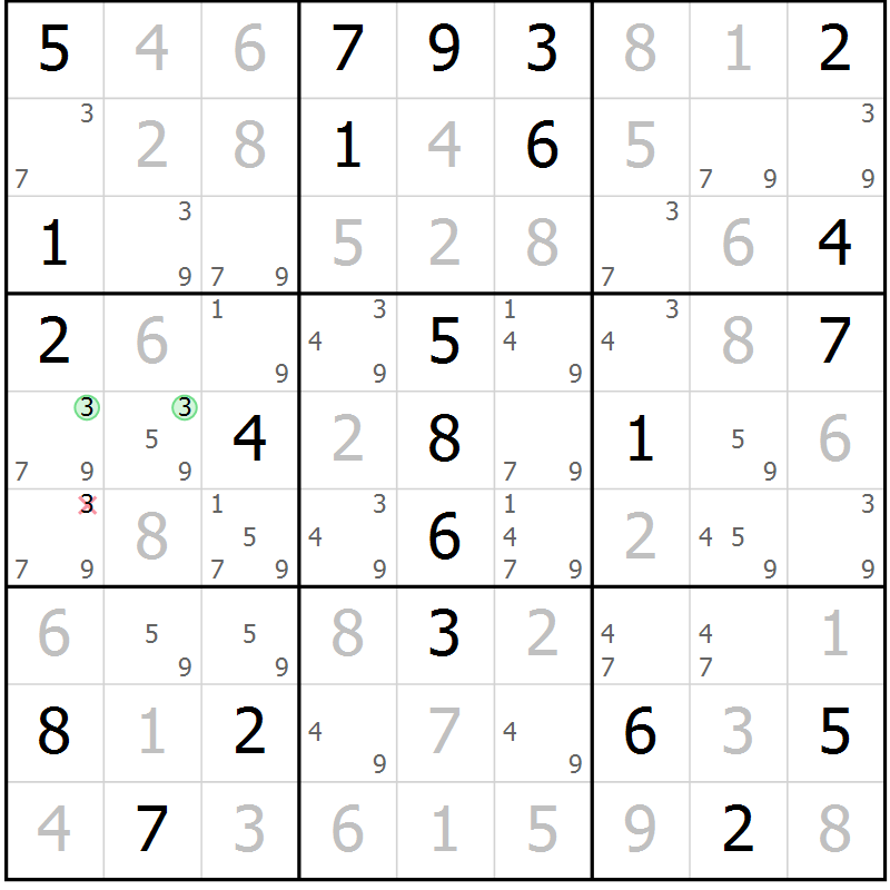 Position des candidats pour la solution de la Gr 53 page 55 du magazine de sudoku Expert n° 013