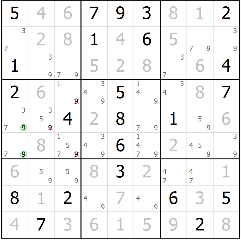 Position des candidats pour la solution de la Gr 53 page 55 du magazine de sudoku Expert n° 013