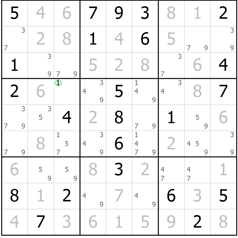 Position des candidats pour la solution de la Gr 53 page 55 du magazine de sudoku Expert n° 013