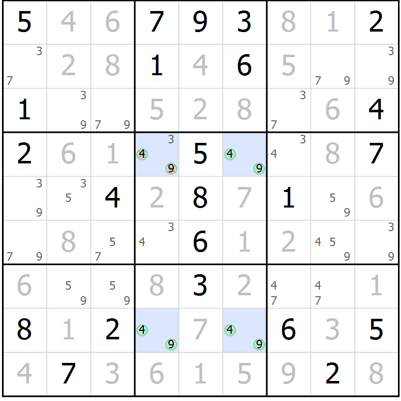 Position des candidats pour la solution de la Gr 53 page 55 du magazine de sudoku Expert n° 013