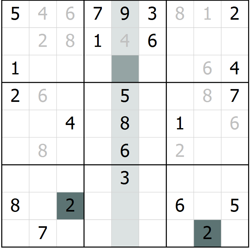 Position des candidats pour la solution de la Gr 53 page 55 du magazine de sudoku Expert n° 013