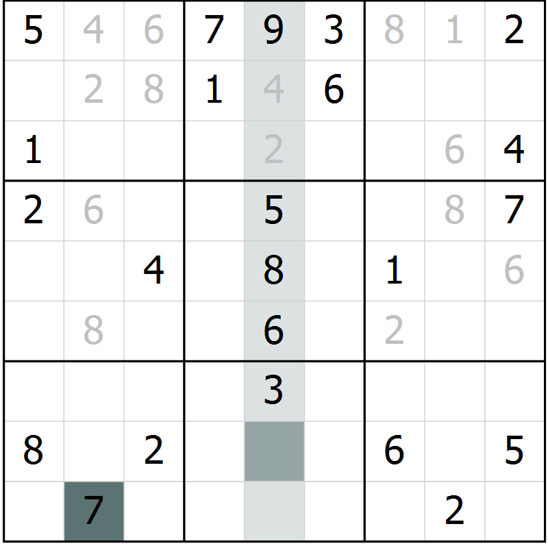 Position des candidats pour la solution de la Gr 53 page 55 du magazine de sudoku Expert n° 013