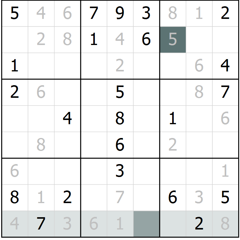 Position des candidats pour la solution de la Gr 53 page 55 du magazine de sudoku Expert n° 013