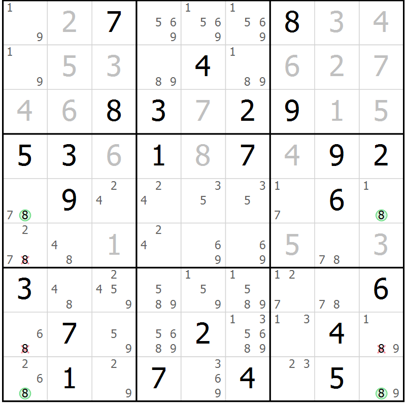 Position des candidats pour la solution de la Gr 54 page 56 du magazine de sudoku Expert n° 013