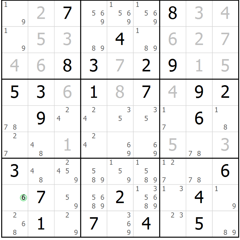 Position des candidats pour la solution de la Gr 54 page 56 du magazine de sudoku Expert n° 013
