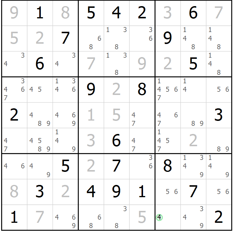 Position des candidats pour la solution de la Gr 55 page 57 du magazine de sudoku Expert n° 013