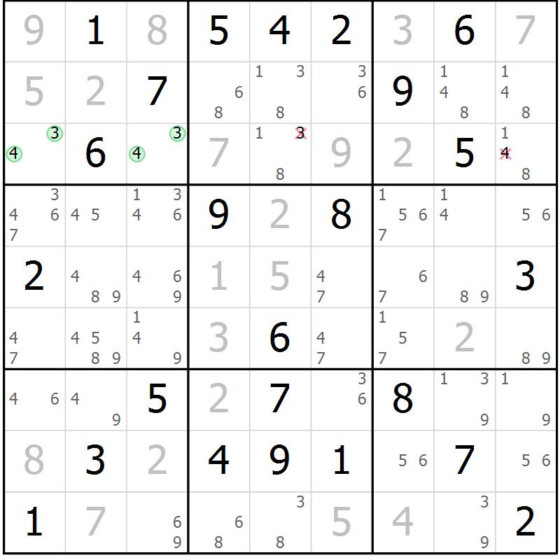 Position des candidats pour la solution de la Gr 55 page 57 du magazine de sudoku Expert n° 013