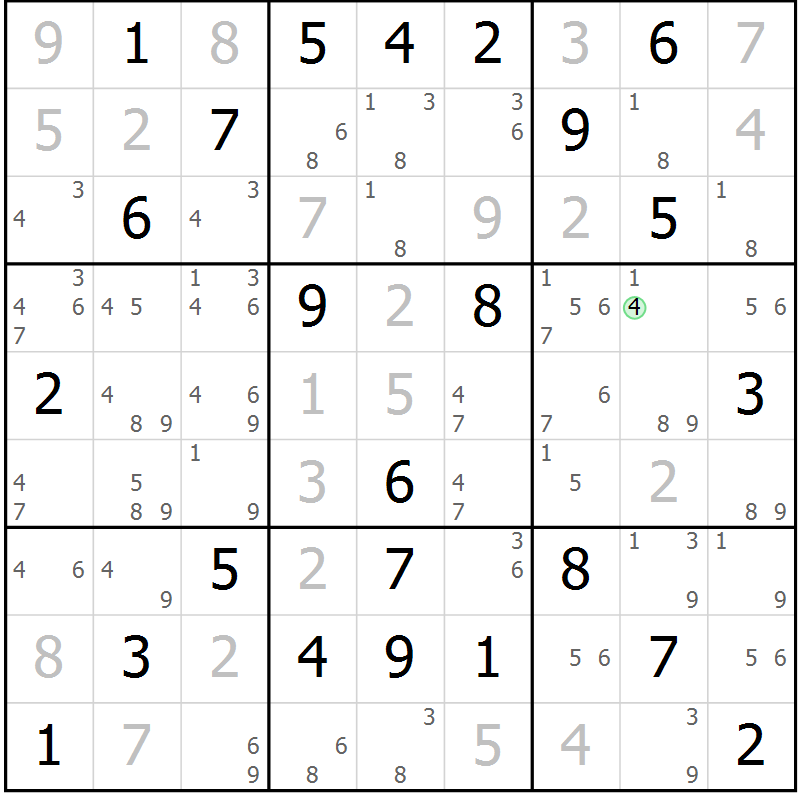 Position des candidats pour la solution de la Gr 55 page 57 du magazine de sudoku Expert n° 013