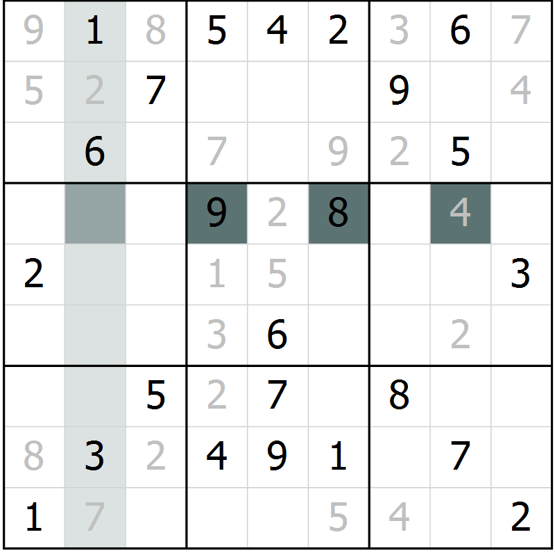 Position des candidats pour la solution de la Gr 55 page 57 du magazine de sudoku Expert n° 013