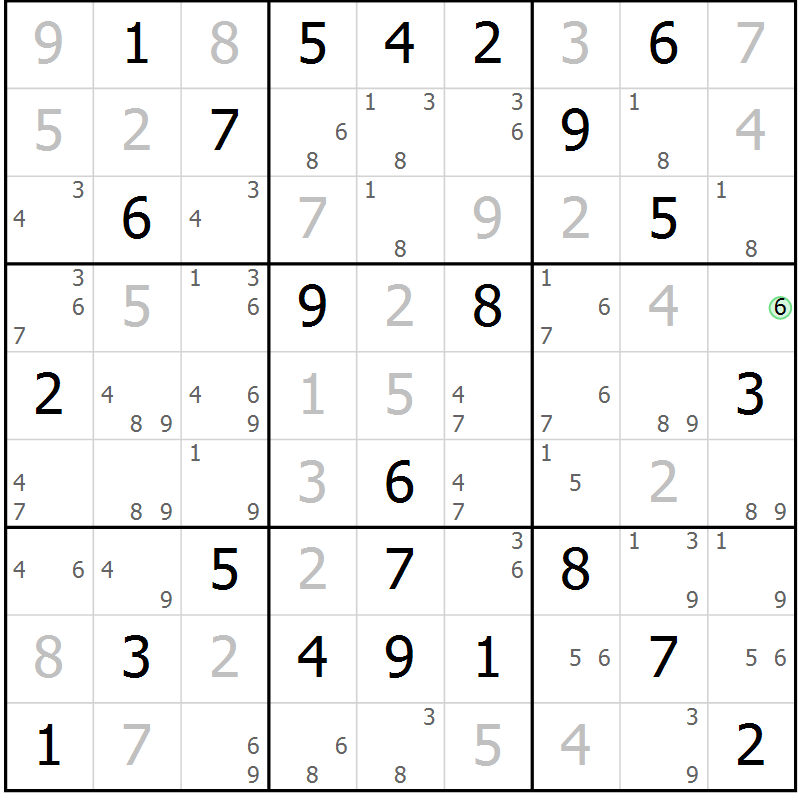 Position des candidats pour la solution de la Gr 55 page 57 du magazine de sudoku Expert n° 013