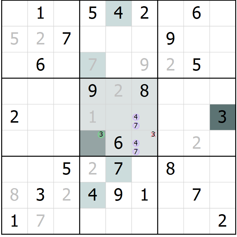 Position des candidats pour la solution de la Gr 55 page 57 du magazine de sudoku Expert n° 013