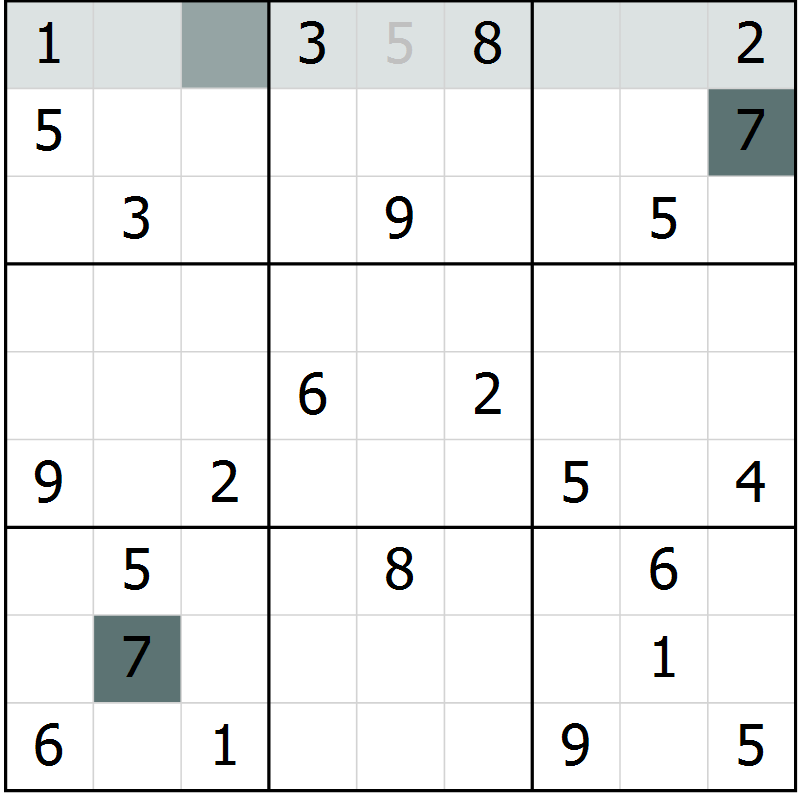 Position des candidats pour la solution de la Gr 56 page 58 du magazine de sudoku Expert n° 013