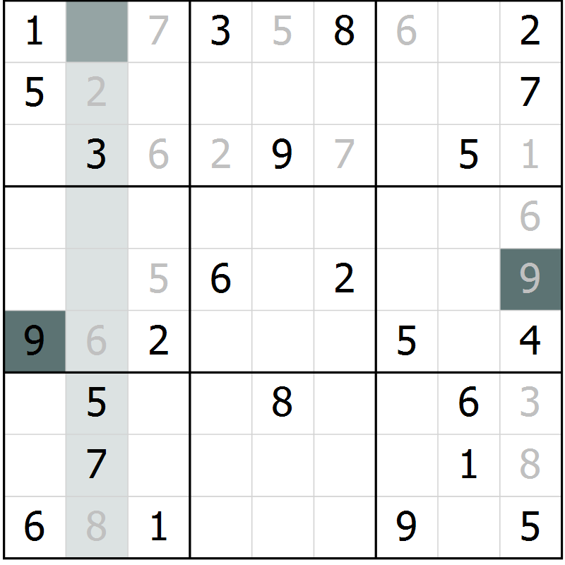 Position des candidats pour la solution de la Gr 56 page 58 du magazine de sudoku Expert n° 013