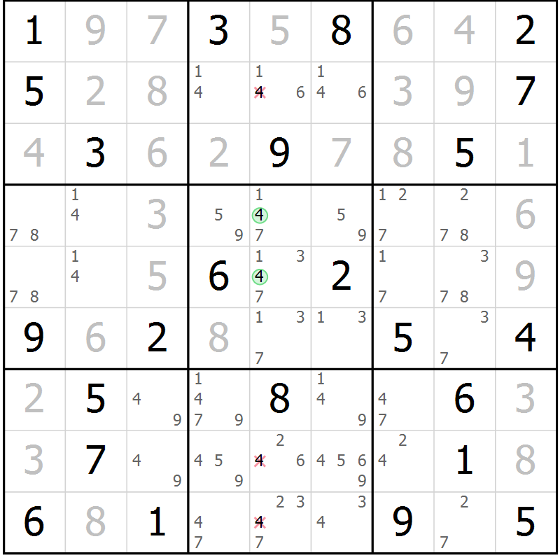 Position des candidats pour la solution de la Gr 56 page 58 du magazine de sudoku Expert n° 013