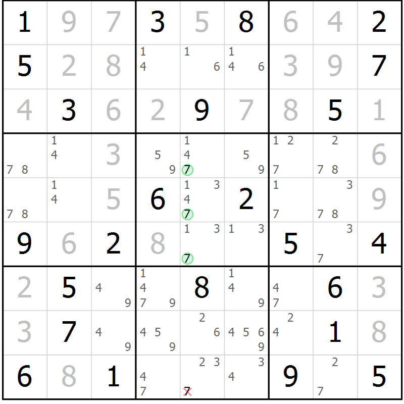 Position des candidats pour la solution de la Gr 56 page 58 du magazine de sudoku Expert n° 013