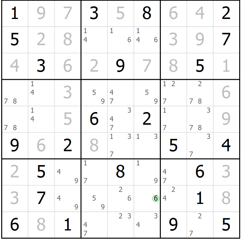 Position des candidats pour la solution de la Gr 56 page 58 du magazine de sudoku Expert n° 013
