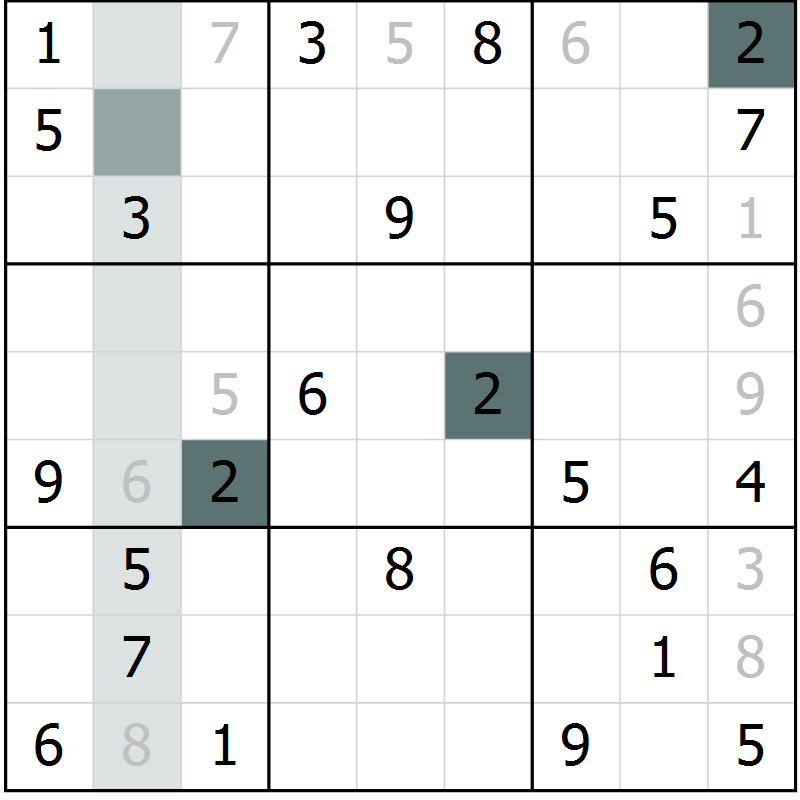 Position des candidats pour la solution de la Gr 56 page 58 du magazine de sudoku Expert n° 013