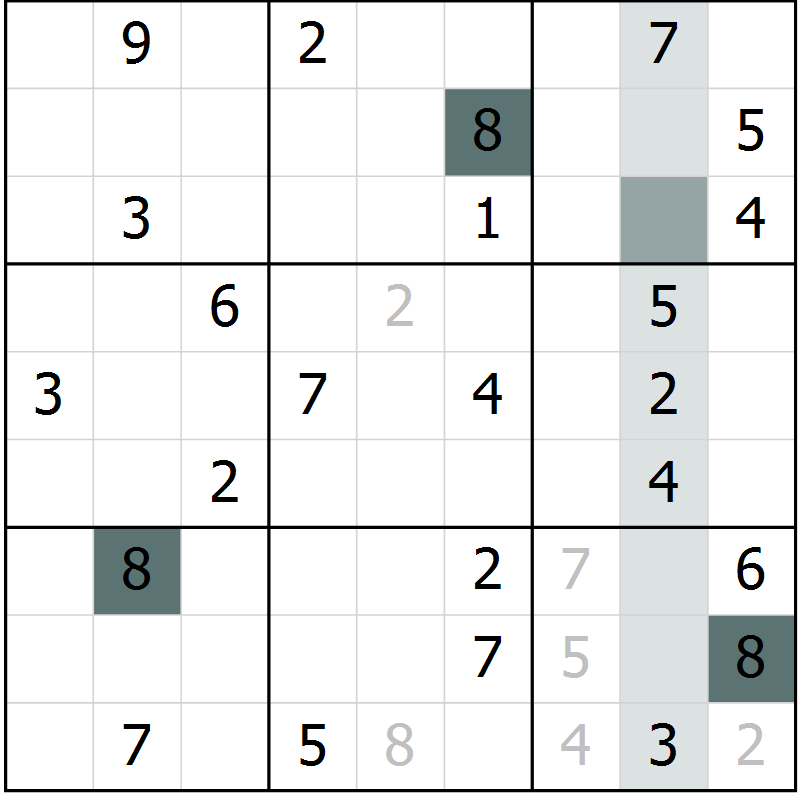 Position des candidats pour la solution de la Gr 57 page 59 du magazine de sudoku Expert n° 013