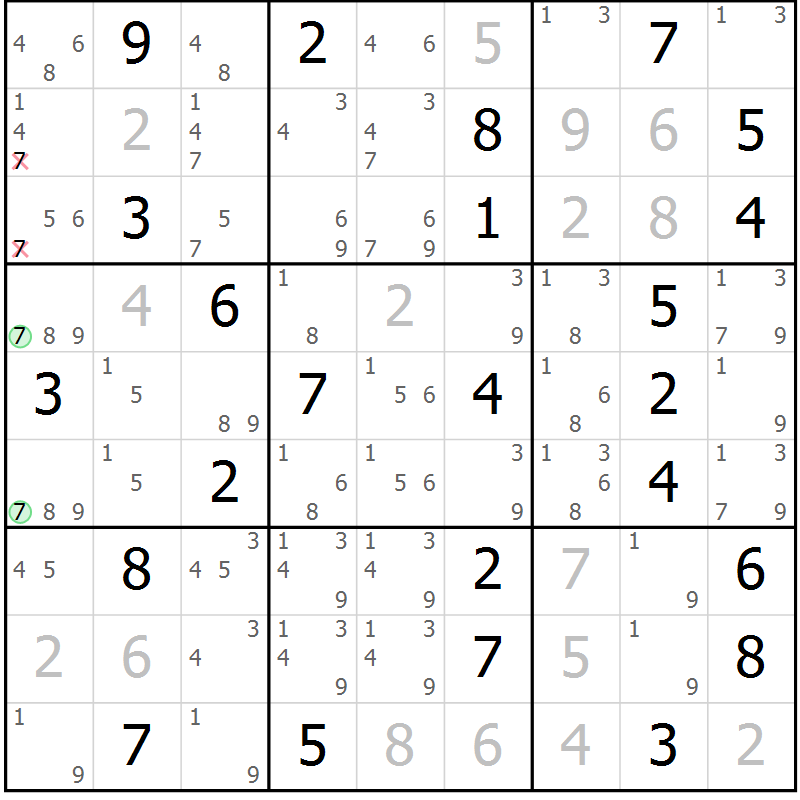 Position des candidats pour la solution de la Gr 57 page 59 du magazine de sudoku Expert n° 013