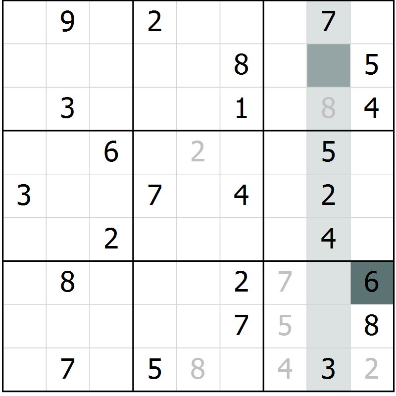 Position des candidats pour la solution de la Gr 57 page 59 du magazine de sudoku Expert n° 013