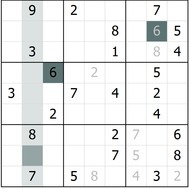 Position des candidats pour la solution de la Gr 57 page 59 du magazine de sudoku Expert n° 013