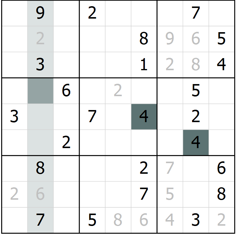 Position des candidats pour la solution de la Gr 57 page 59 du magazine de sudoku Expert n° 013