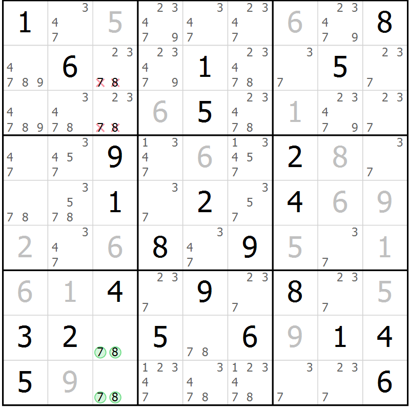 Position des candidats pour la solution de la Gr 58 page 60 du magazine de sudoku Expert n° 013