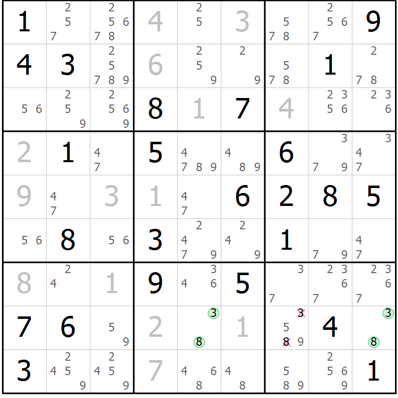 Position des candidats pour la solution de la Gr 59 page 61 du magazine de sudoku Expert n° 013