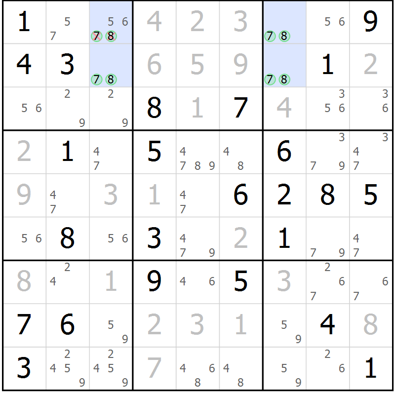 Position des candidats pour la solution de la Gr 59 page 61 du magazine de sudoku Expert n° 013