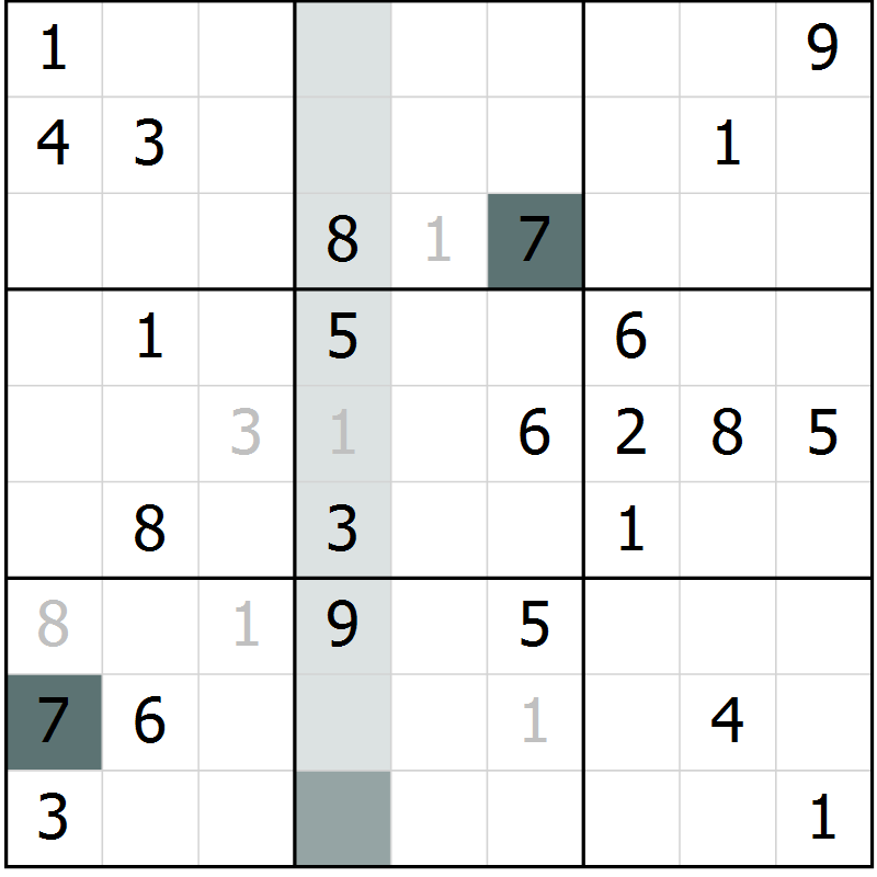 Position des candidats pour la solution de la Gr 59 page 61 du magazine de sudoku Expert n° 013