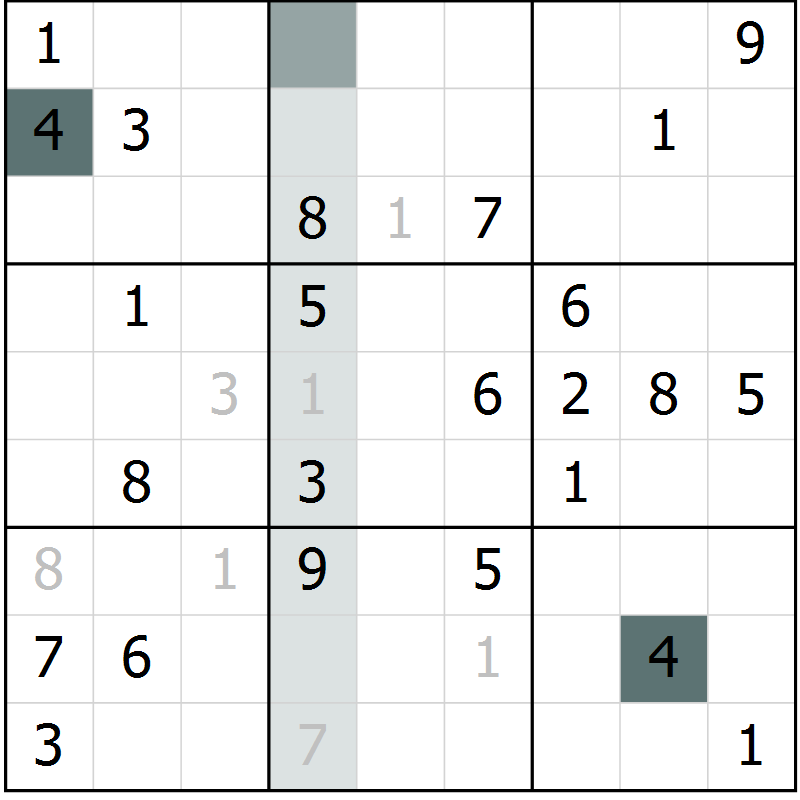 Position des candidats pour la solution de la Gr 59 page 61 du magazine de sudoku Expert n° 013