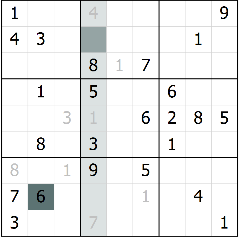 Position des candidats pour la solution de la Gr 59 page 61 du magazine de sudoku Expert n° 013