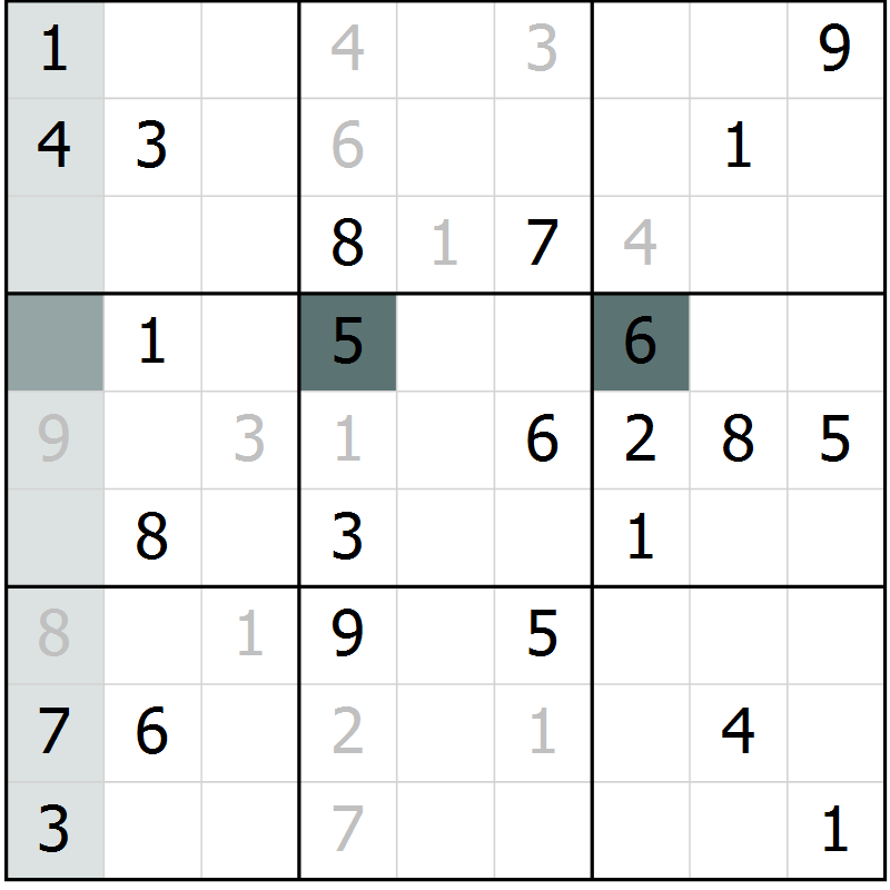 Position des candidats pour la solution de la Gr 59 page 61 du magazine de sudoku Expert n° 013