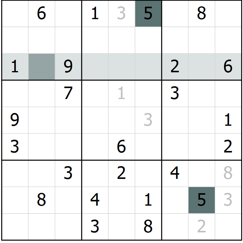 Position des candidats pour la solution de la Gr 6 page 8 du magazine de sudoku Expert n° 013