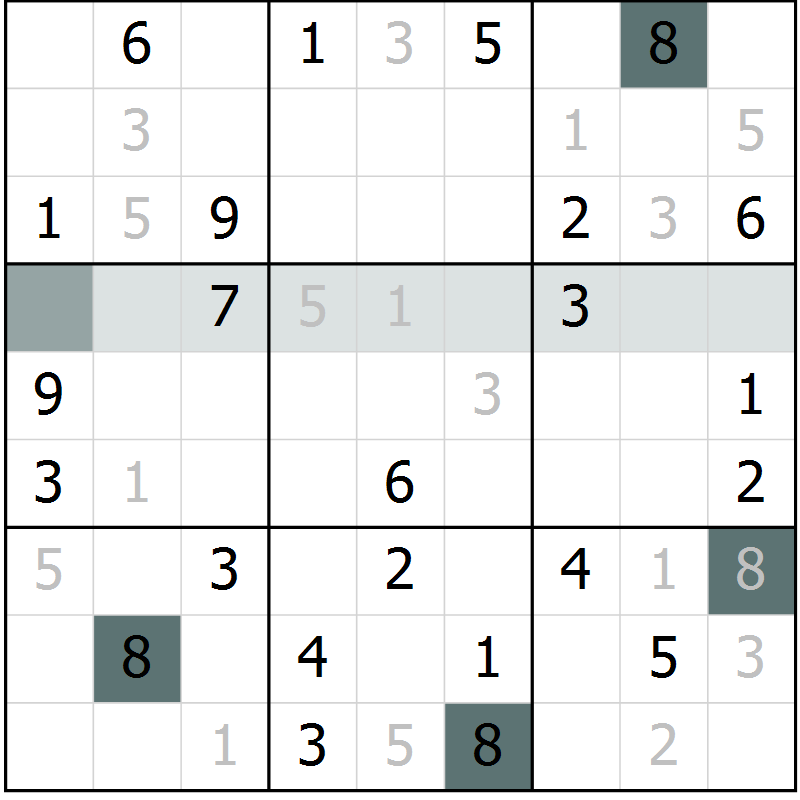 Position des candidats pour la solution de la Gr 6 page 8 du magazine de sudoku Expert n° 013