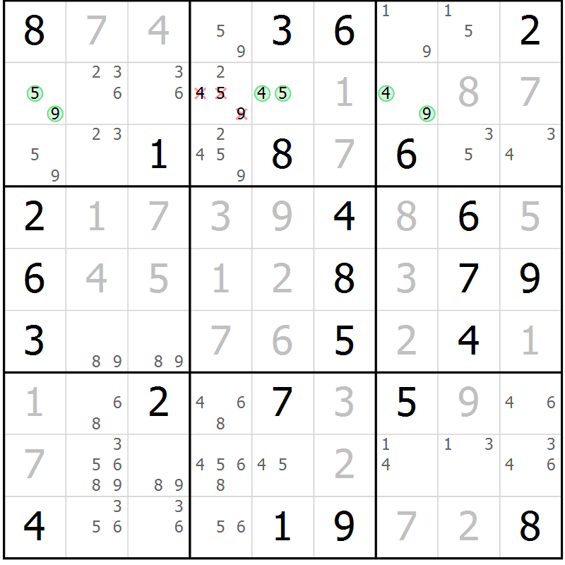Position des candidats pour la solution de la Gr 60 page 62 du magazine de sudoku Expert n° 013