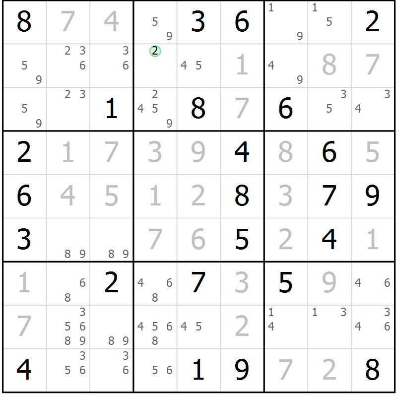 Position des candidats pour la solution de la Gr 60 page 62 du magazine de sudoku Expert n° 013