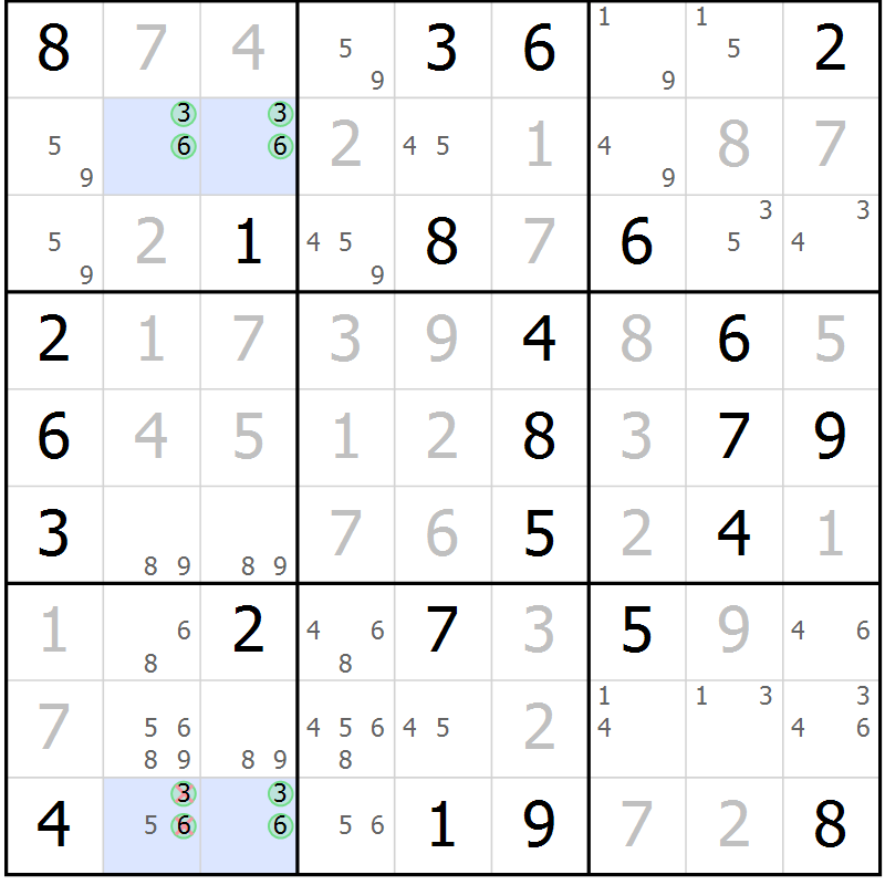 Position des candidats pour la solution de la Gr 60 page 62 du magazine de sudoku Expert n° 013