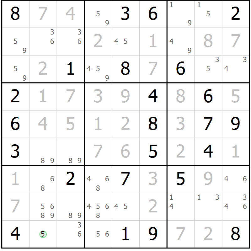 Position des candidats pour la solution de la Gr 60 page 62 du magazine de sudoku Expert n° 013