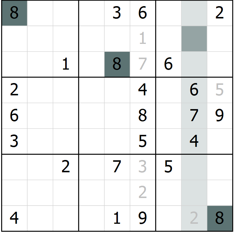 Position des candidats pour la solution de la Gr 60 page 62 du magazine de sudoku Expert n° 013