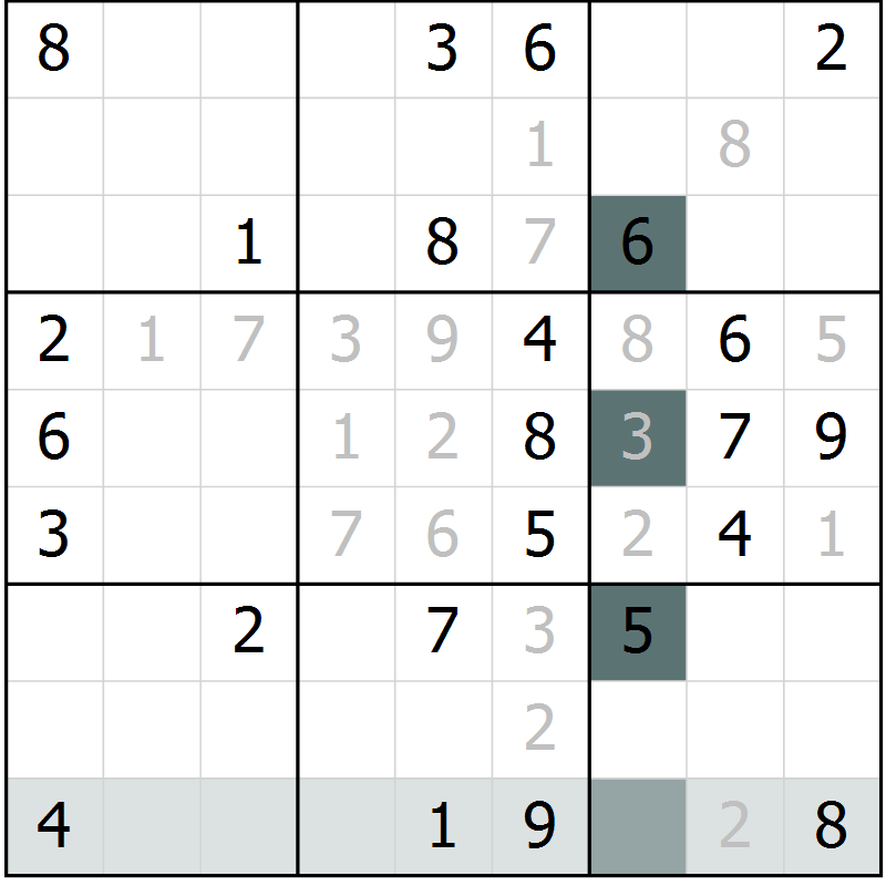 Position des candidats pour la solution de la Gr 60 page 62 du magazine de sudoku Expert n° 013