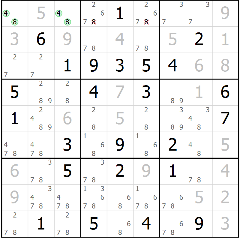 Position des candidats pour la solution de la Gr 61 page 63 du magazine de sudoku Expert n° 013