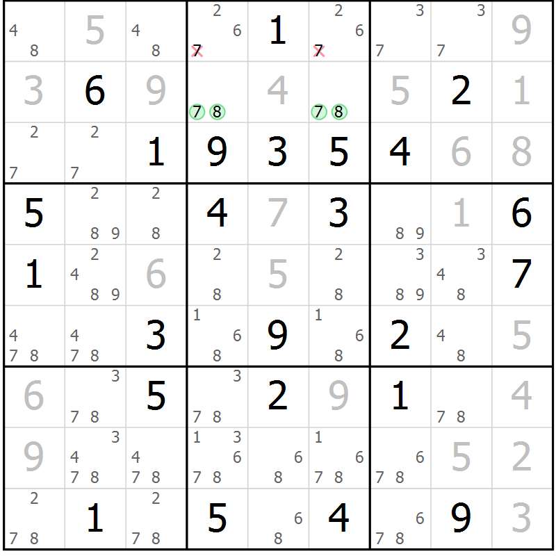 Position des candidats pour la solution de la Gr 61 page 63 du magazine de sudoku Expert n° 013