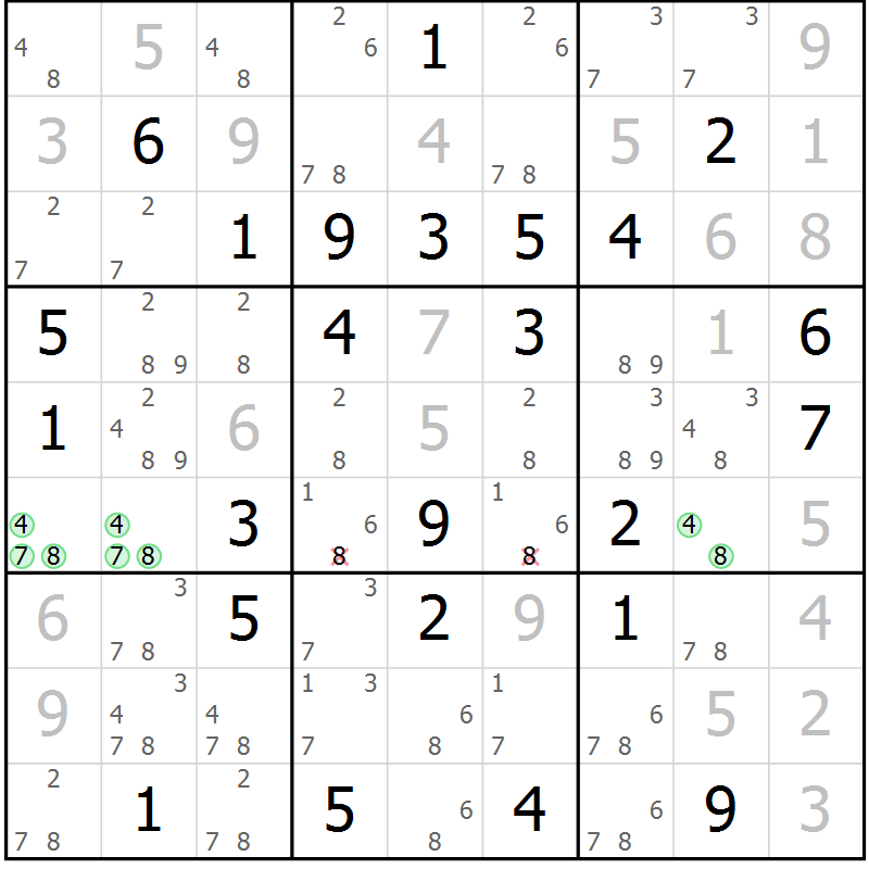Position des candidats pour la solution de la Gr 61 page 63 du magazine de sudoku Expert n° 013