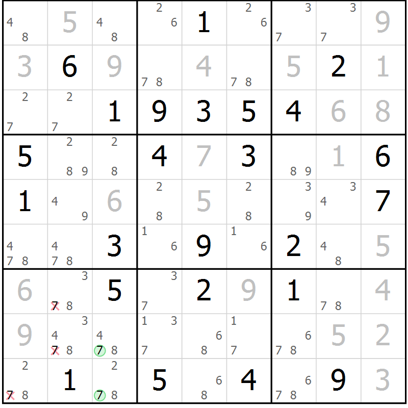 Position des candidats pour la solution de la Gr 61 page 63 du magazine de sudoku Expert n° 013