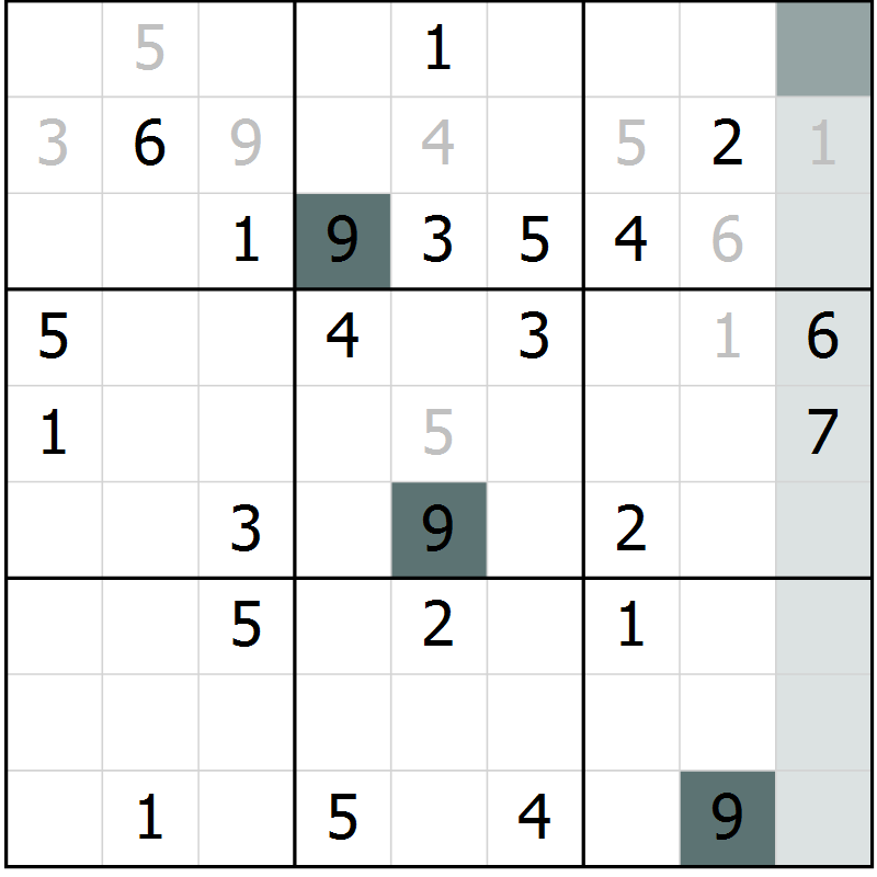 Position des candidats pour la solution de la Gr 61 page 63 du magazine de sudoku Expert n° 013