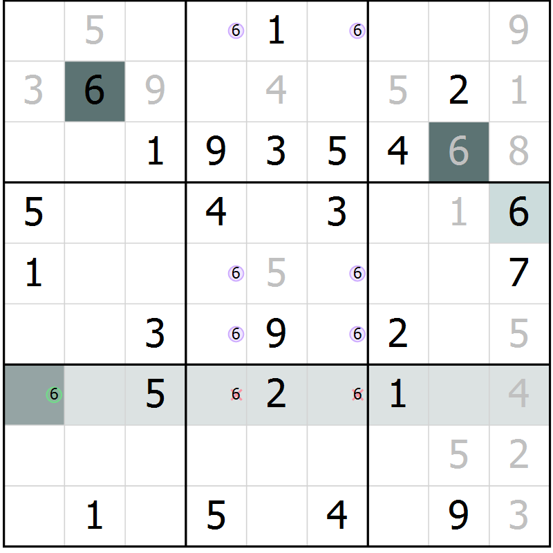 Position des candidats pour la solution de la Gr 61 page 63 du magazine de sudoku Expert n° 013