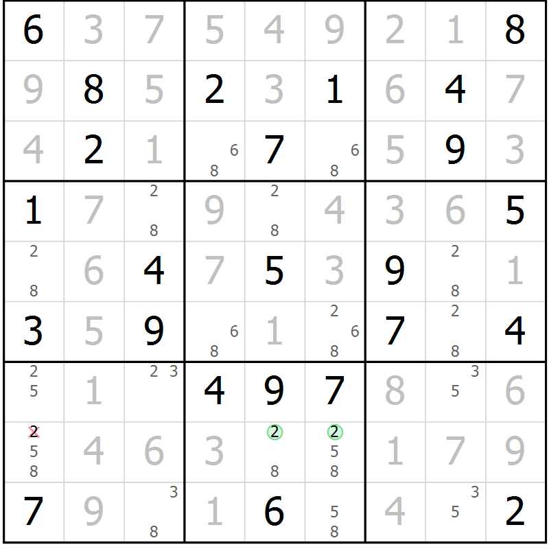 Position des candidats pour la solution de la Gr 62 page 64 du magazine de sudoku Expert n° 013